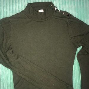 Olive green turtle neck crop top